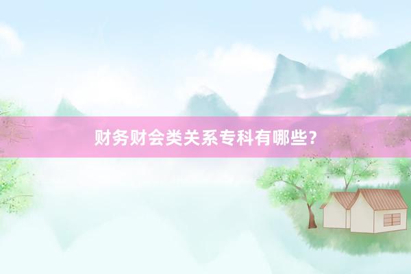 财务财会类关系专科有哪些？